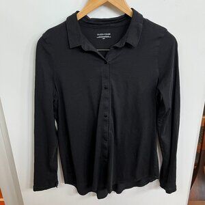 Eileen Fisher Long Sleeve Black Shirt with Buttons Size M